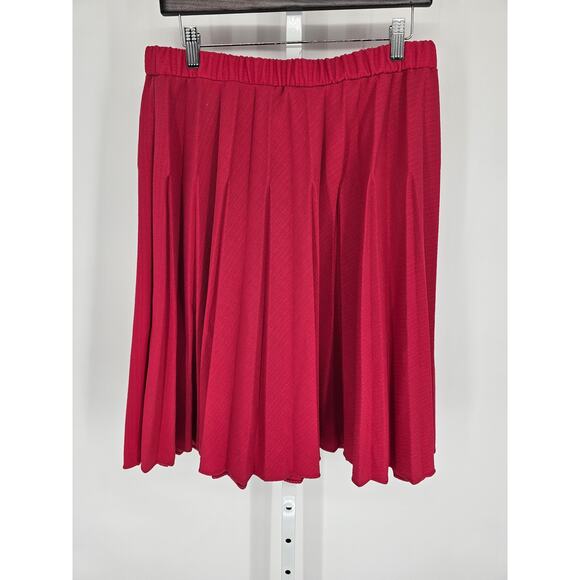 Ecco Petite Womens Sz XL Midi Length A Line Pleated Skirt Bright Pink - Picture 4 of 4